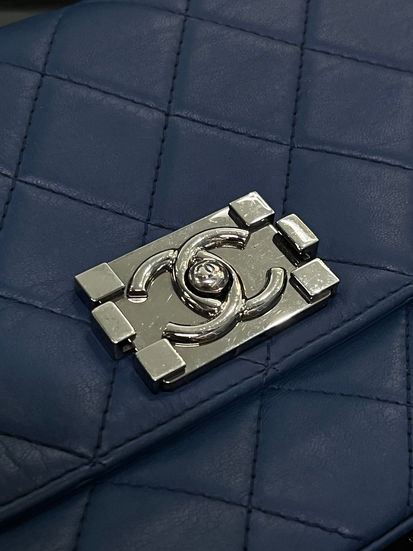 Chanel Flap Boy Bag Quilted Navy Blue