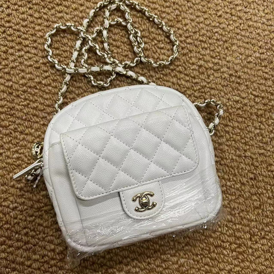 Chanel white caviar day mini backpack