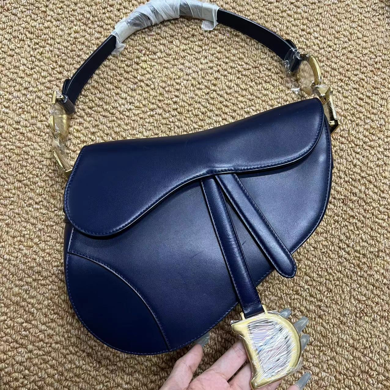 Christian Dior  Calfskin Saddle Bag Indigo Blue