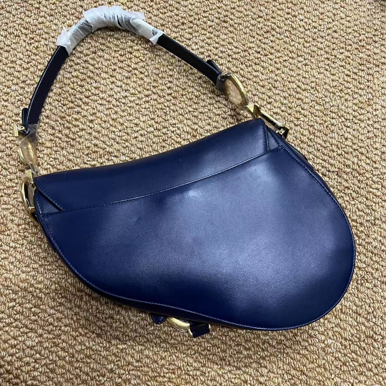 Christian Dior  Calfskin Saddle Bag Indigo Blue