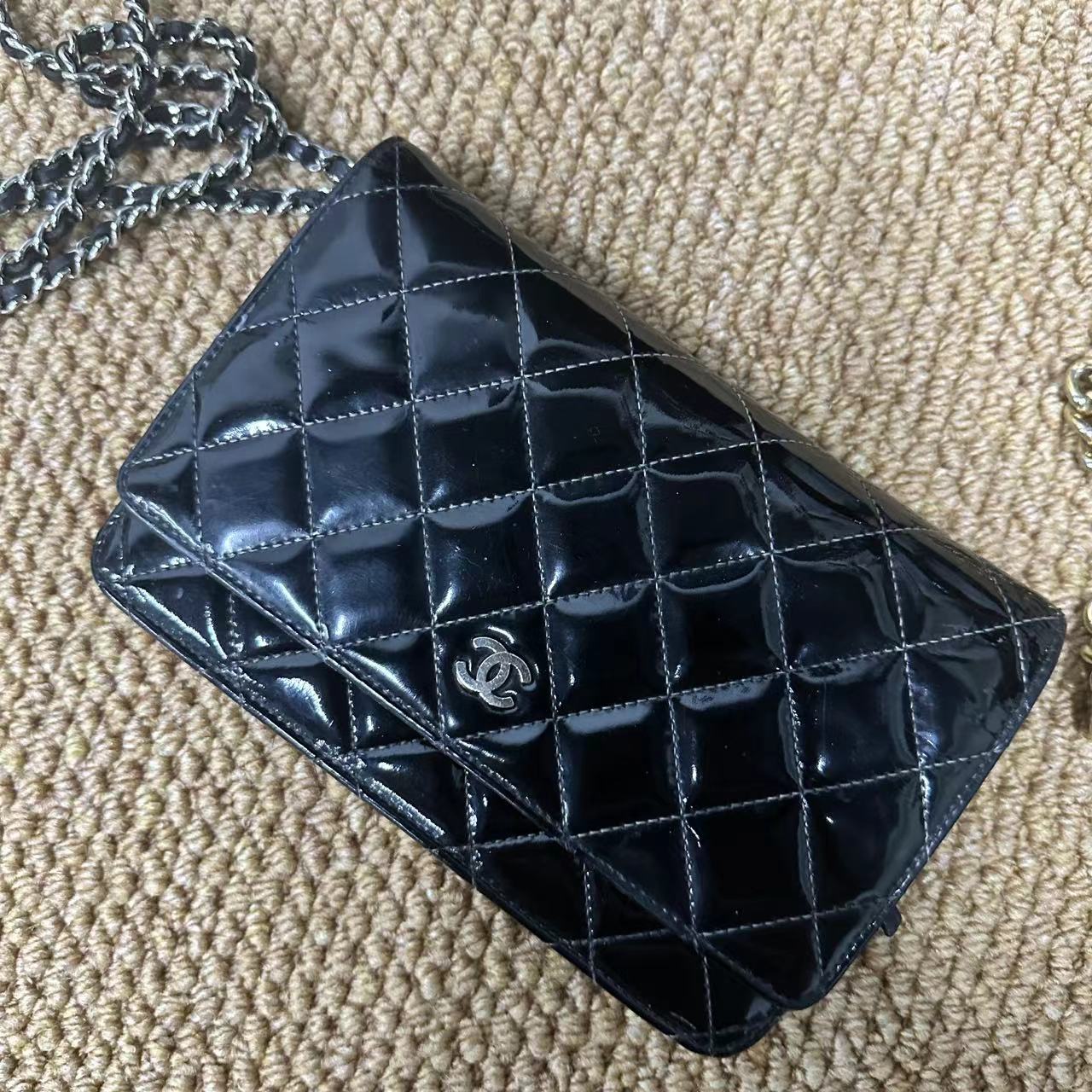 Chanel Patent Classic Wallet On Chain