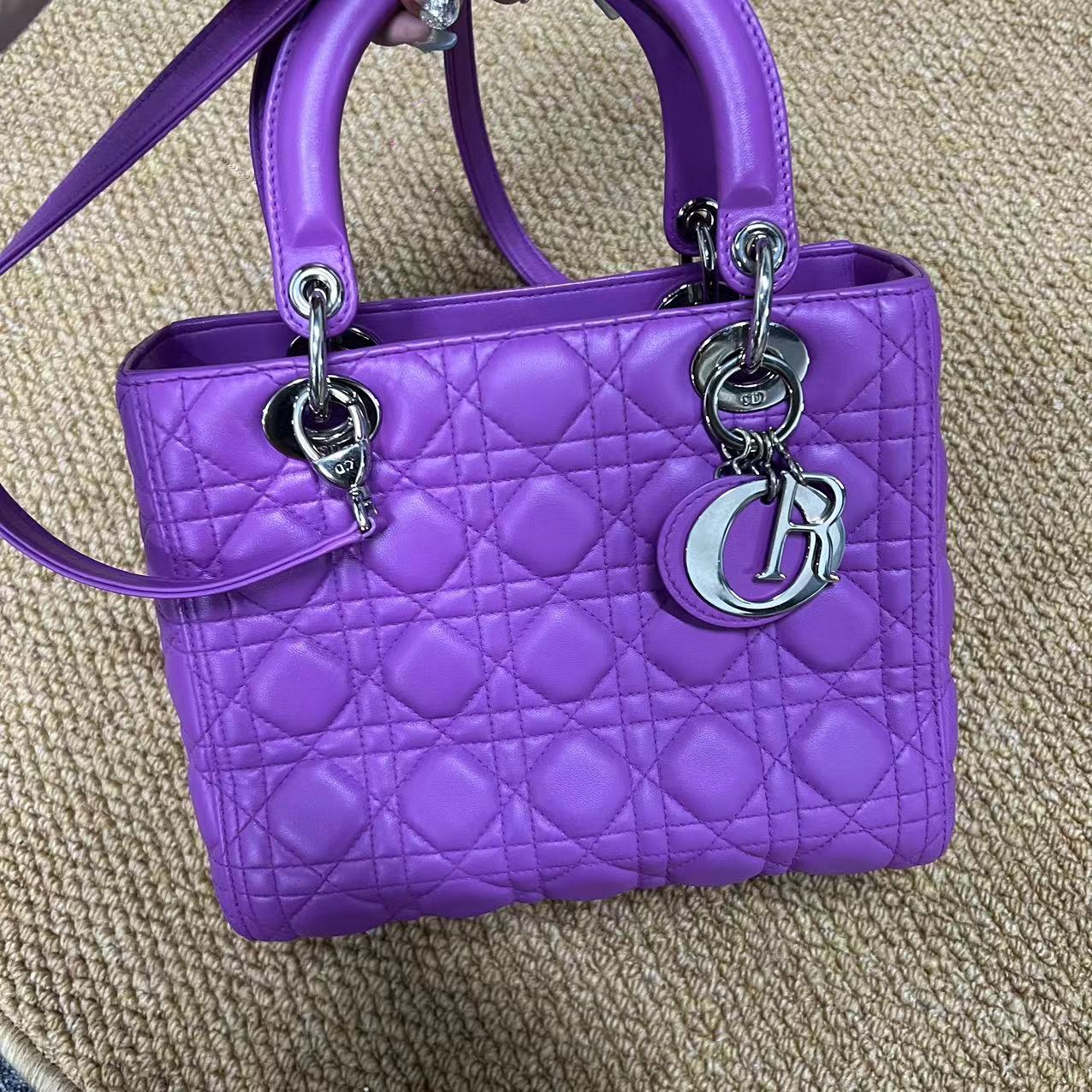 Christian Dior  Lambskin Cannage Medium Lady Dior Purple