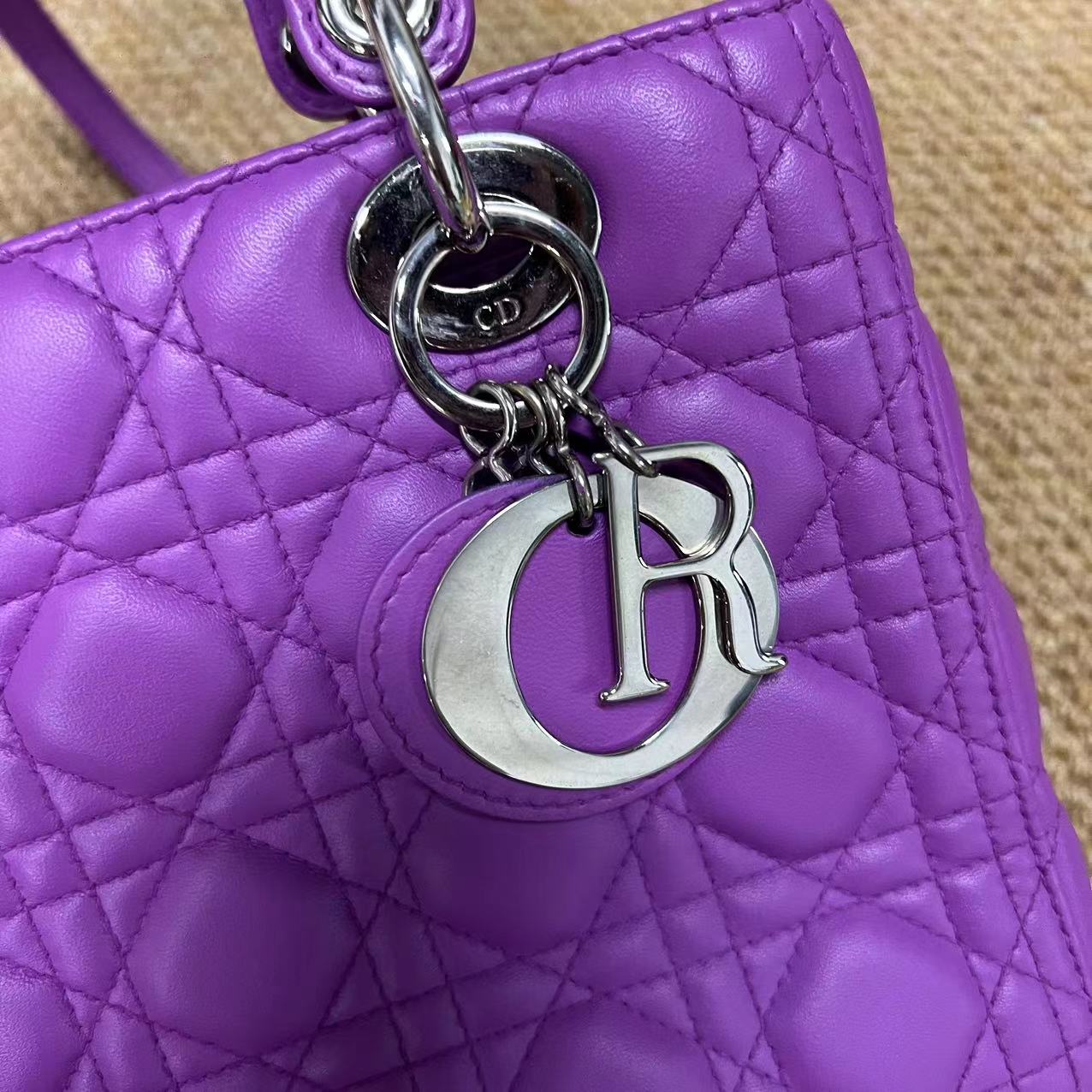 Christian Dior  Lambskin Cannage Medium Lady Dior Purple