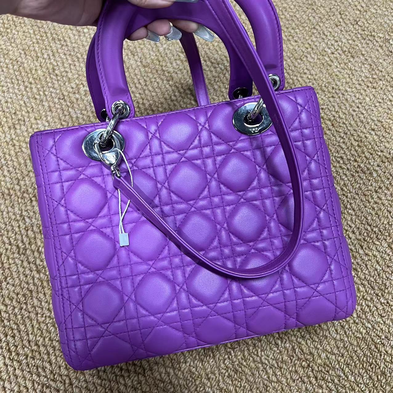 Christian Dior  Lambskin Cannage Medium Lady Dior Purple