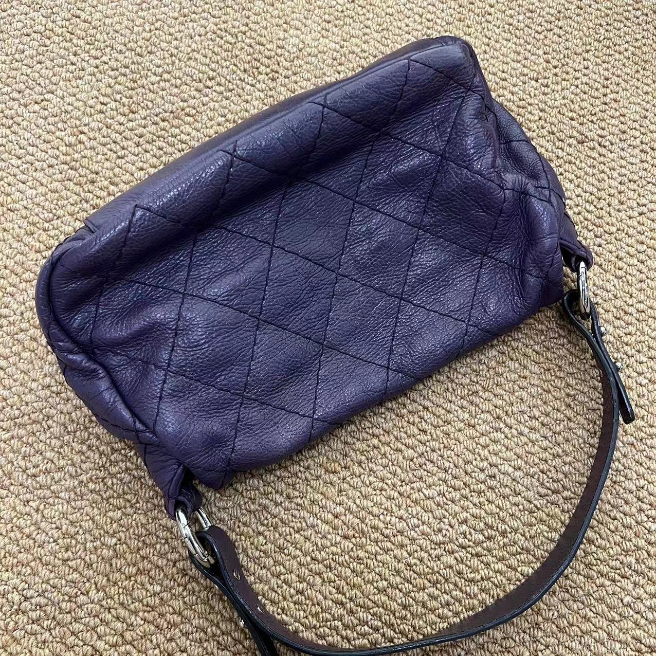 Chanel On The Road Flap Bag Purple Quilted