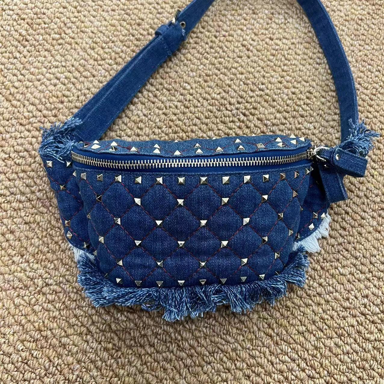 Valentino Garavani  Denim Rockstud Spike Belt Bag Denim