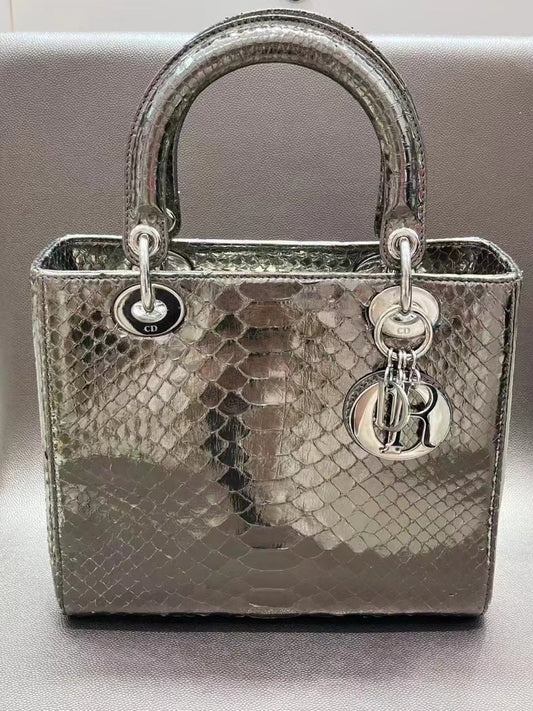 Christian Dior Metallic Python Medium Lady Dior