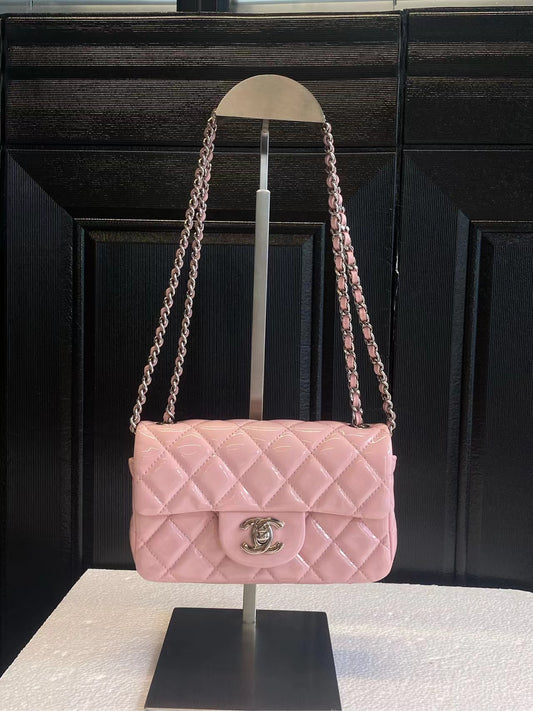 Chanel Classic Mini Flap Quilted Pink Rose Silver Hardware