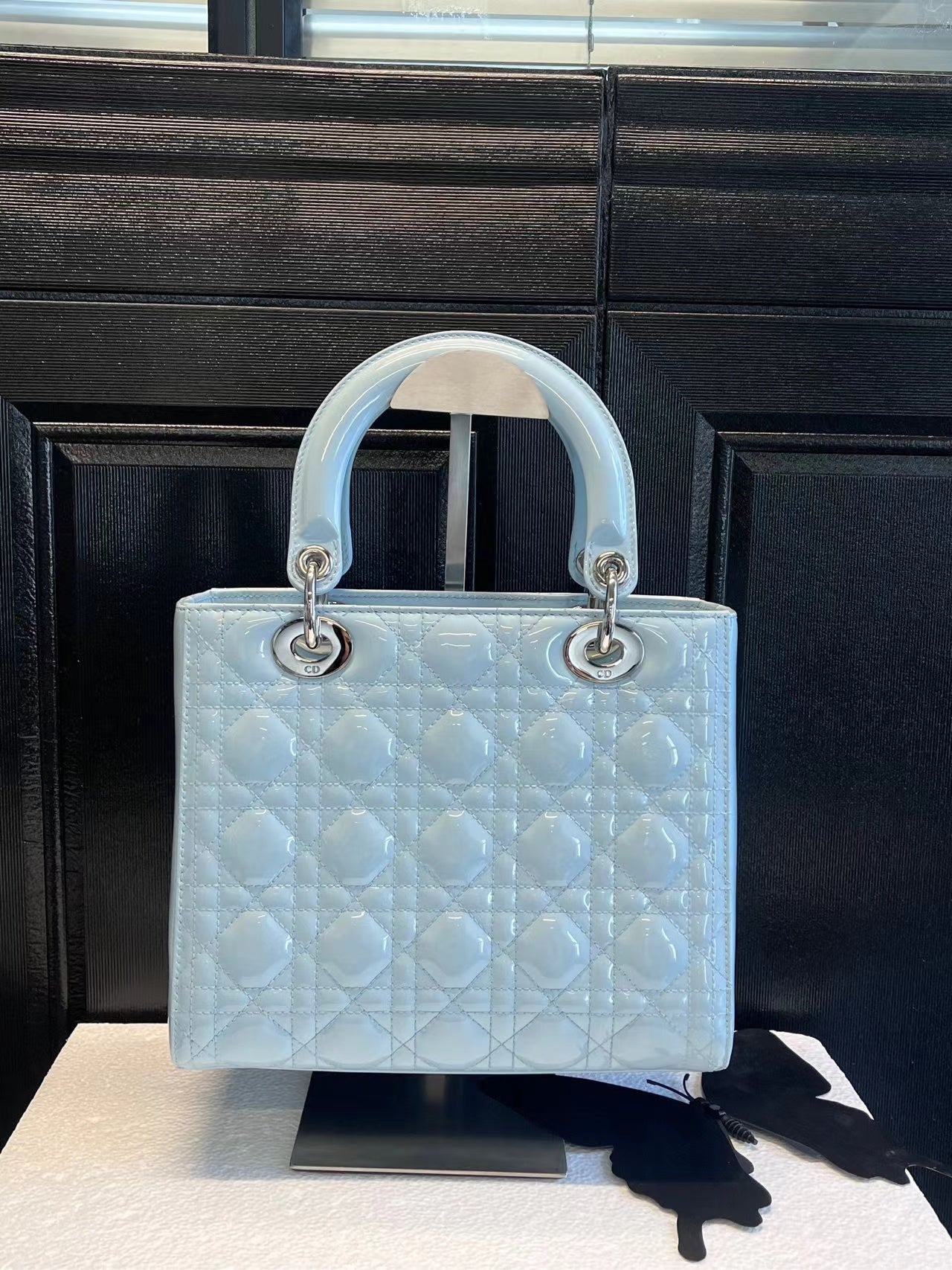 Christian Dior  Patent Cannage Medium Lady Dior Light Blue